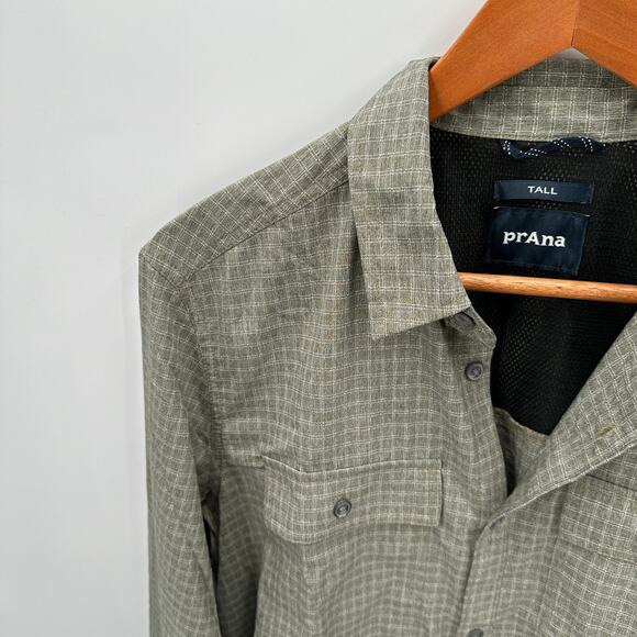 PRANA NWT Men's Garvan Long Sleeve Shirt in Evergreen // Small Tall - Picture 5 of 12